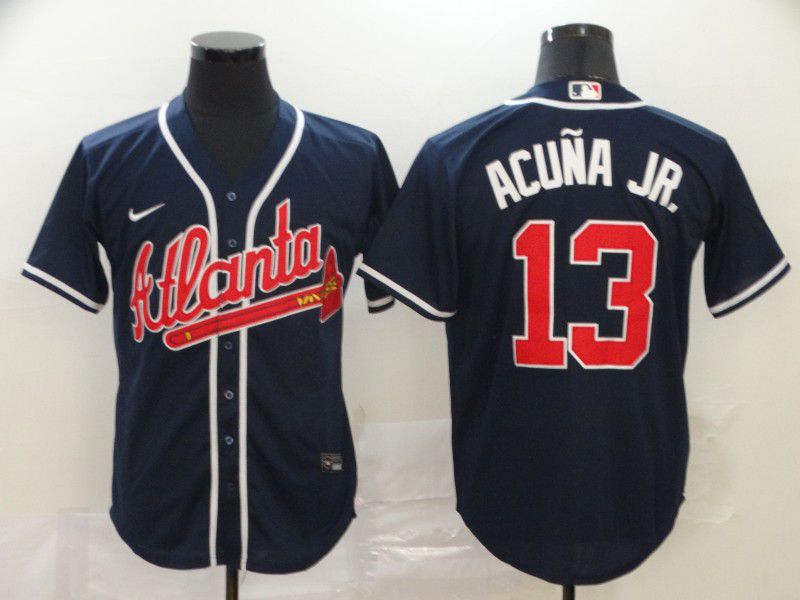 Men Atlanta Braves 13 Acuna jr Blue Nike Game MLB Jerseys